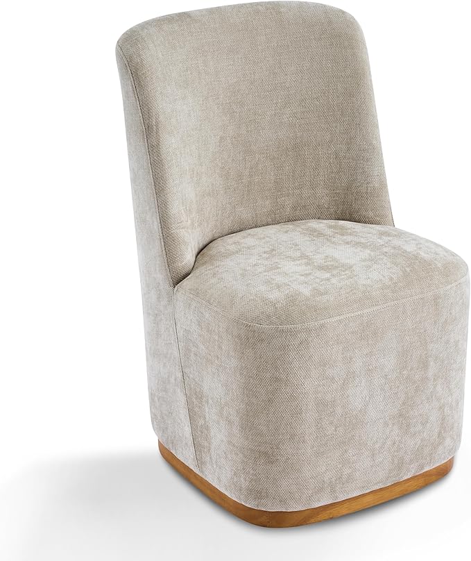 Christopher Knight Home Lucy Chenille Upholstered Dining Chairs Set of 2, Sturdy Wooden Dining Chair with Pedestal Base, Modern Kitchen Chairs with Solid Back, Versatile Indoor Usage, Oatmeal