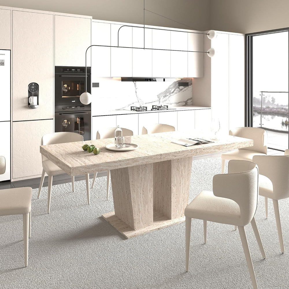 Extendable Dining Room Table for 6 8 10, Modern Farmhouse Rectangular Wooden ...