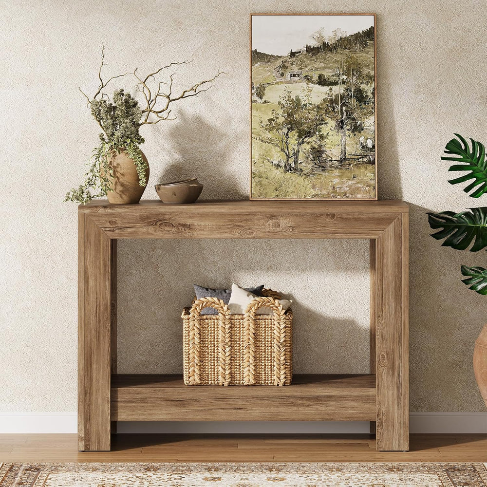 Tribesigns 41.3" Rustic Wood Console Table with Storage (Natural)
