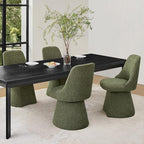 Swivel Dining Chairs Set of 2, Upholstered Mid Century Modern Deskchair with High Back, Linen Fabric Kitchen Chairs for Dining Room, Bedroom, Dressing Room, Green
