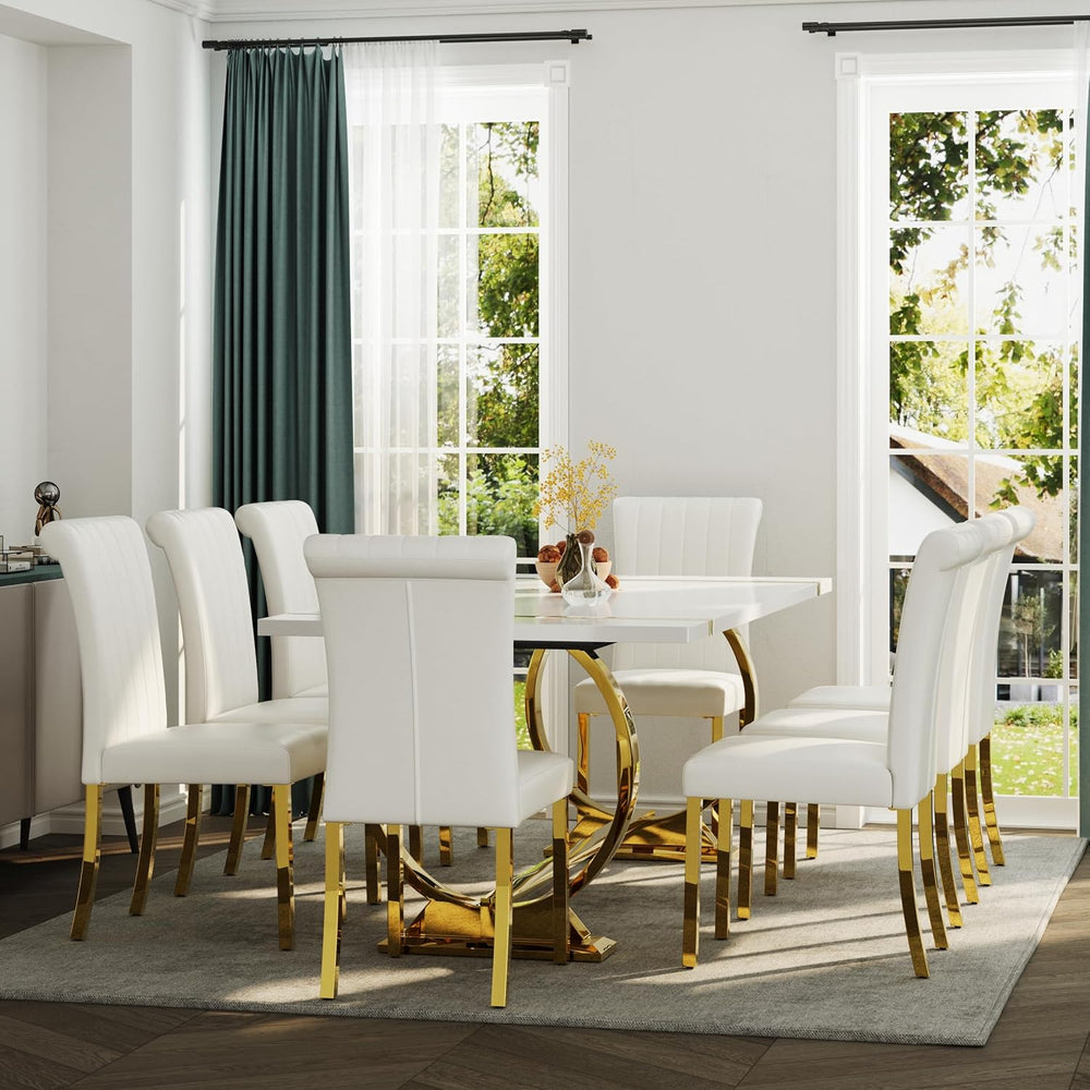 ACEDÉCOR Modern Dining Chairs Set of 2, White Leather Dining Room Chairs with...