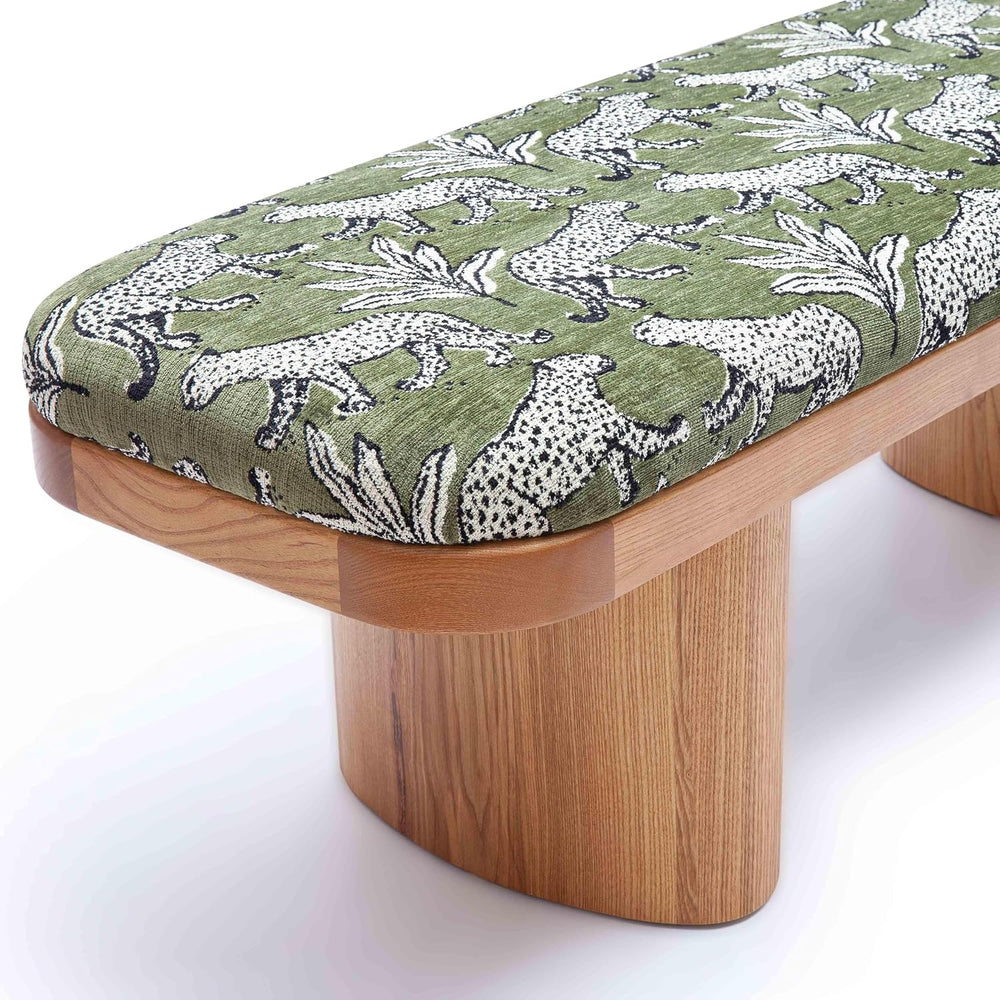 Tov Furniture Ollie Olive Green Leopard Jacquard Bench