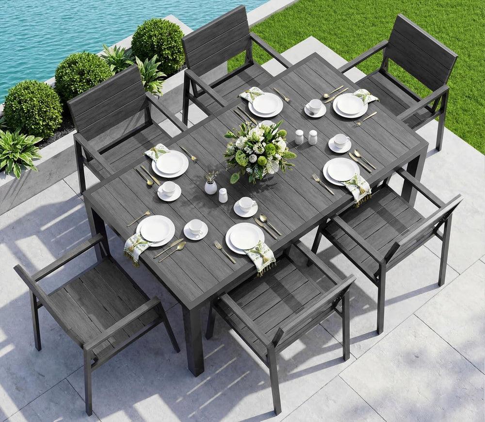 Vexwalx Outdoor Dining Set, Aluminum Dining Table Set for 6, Patio Table and ...