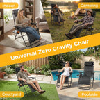 NEWBULIG Zero Gravity Chairs Set of 2, Folding Lounge Chair, Modern Black | Portable Lawn Camping Recliner with Adjustable Pollow, Mesh Back, Cup Holder Trays for Pool Beach Patio