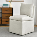 DUHOME Upholstered Armless Dining Chair with Casters,Linen Accent Chair for Living Room,Single Sofa Char with 4 Casters for Bedroom Reading Waiting Kitchen Dining Room