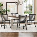 LUE BONA Upgraded Dining Chairs Set of 2, Farmhouse Wooden Spindle Back Kitchen Chairs, Windsor Dining Chairs for Kitchen and Dining Room, Black
