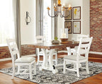 Signature Design by Ashley Valebeck Farmhouse Cushioned Dining Chair, 2 Count, Nailhead Trim, Fabric Upholstery, Solid Wood, 39" Seat Height, Whitewash