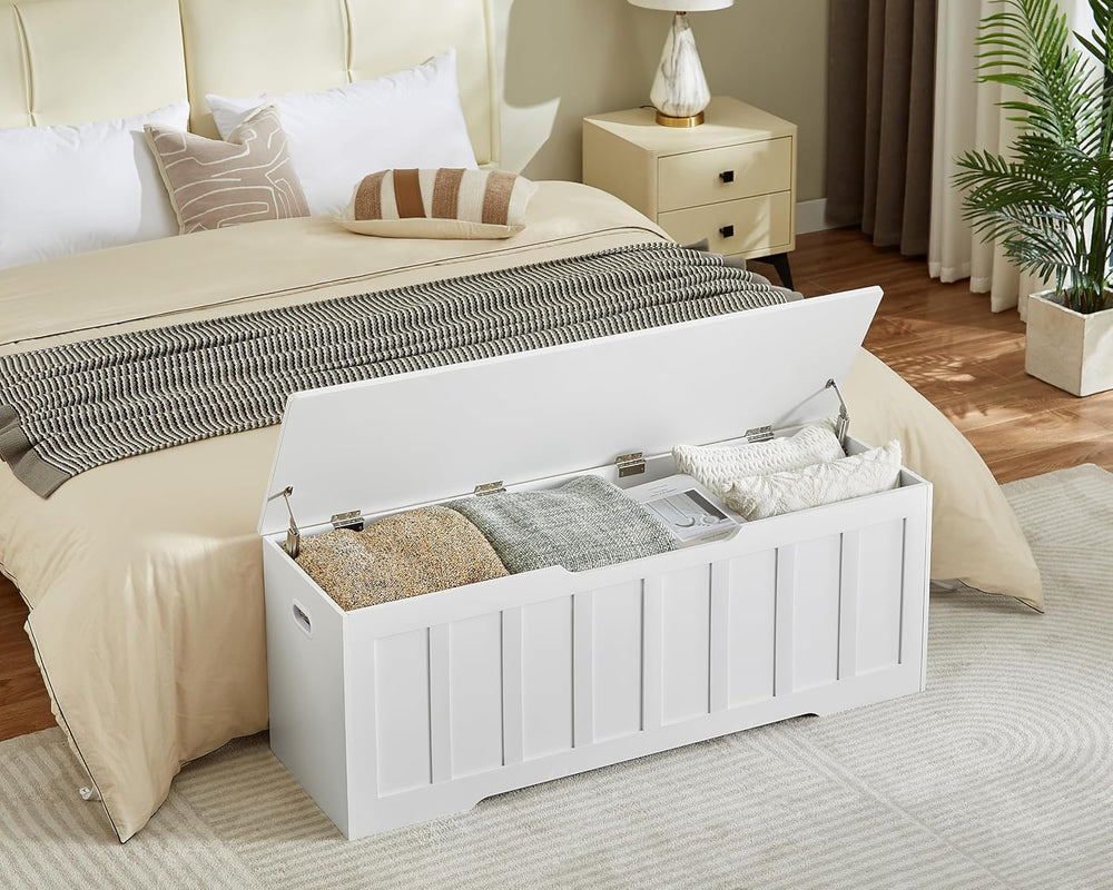 VANKILEY 51.2" Storage Chest Extra Large,Wooden Storage Bench,White | Ch...