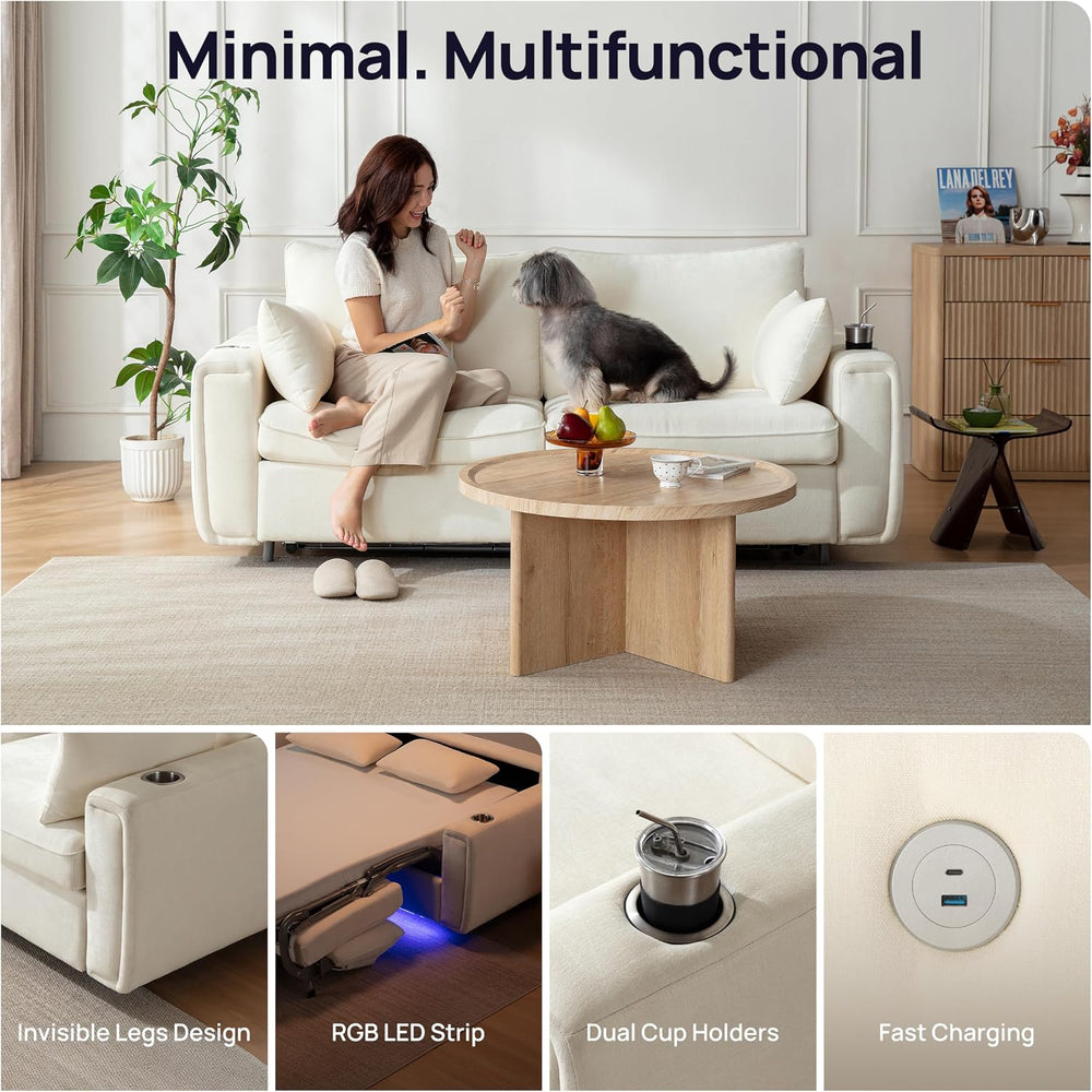 Pull Out Sofa Bed, No Cushion Removal, Queen Sleeper Sofa with USB Fast Charg...