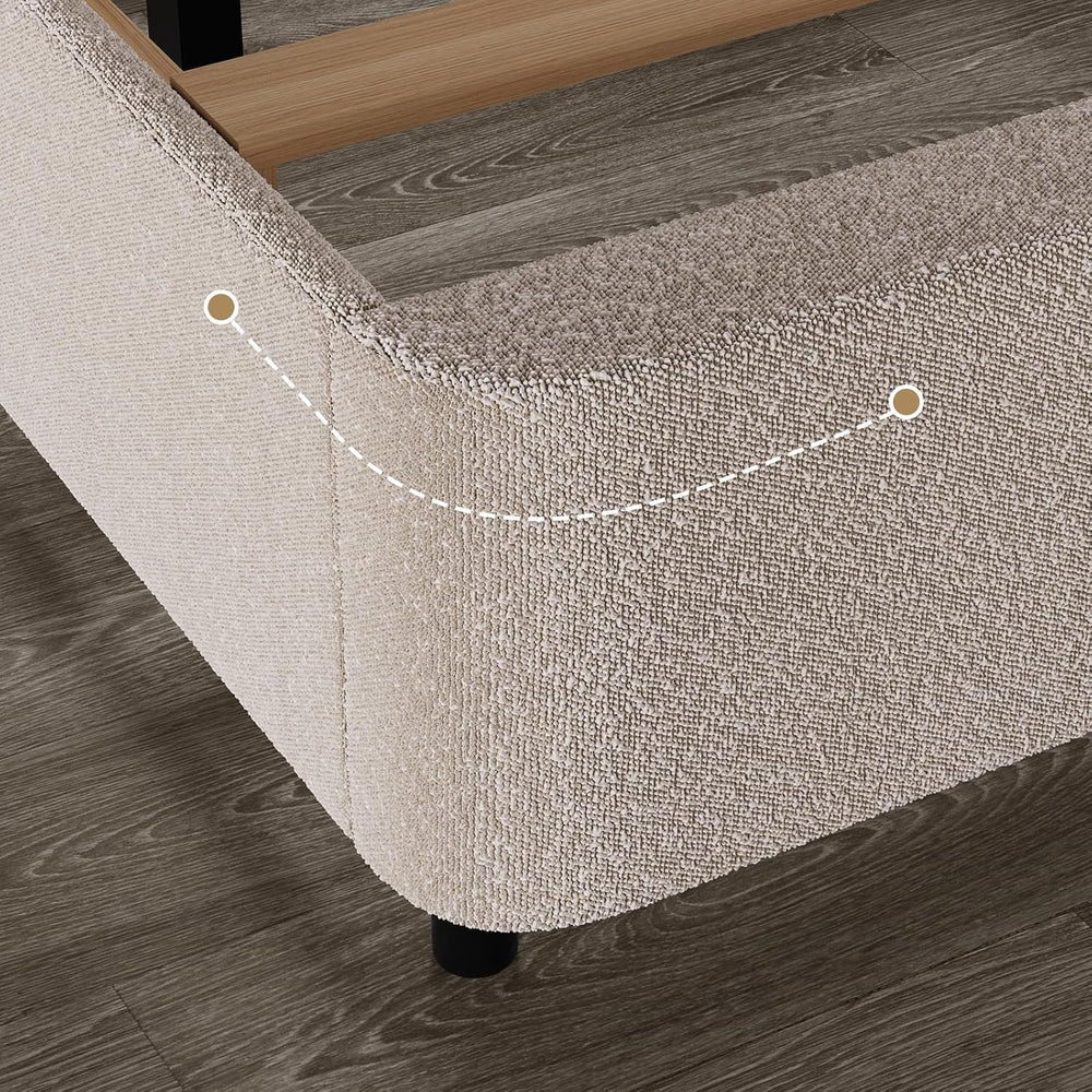 HOMBCK Queen Size Cloud Bed Frame, Cream Plush Boucle Upholstered Platform Be...
