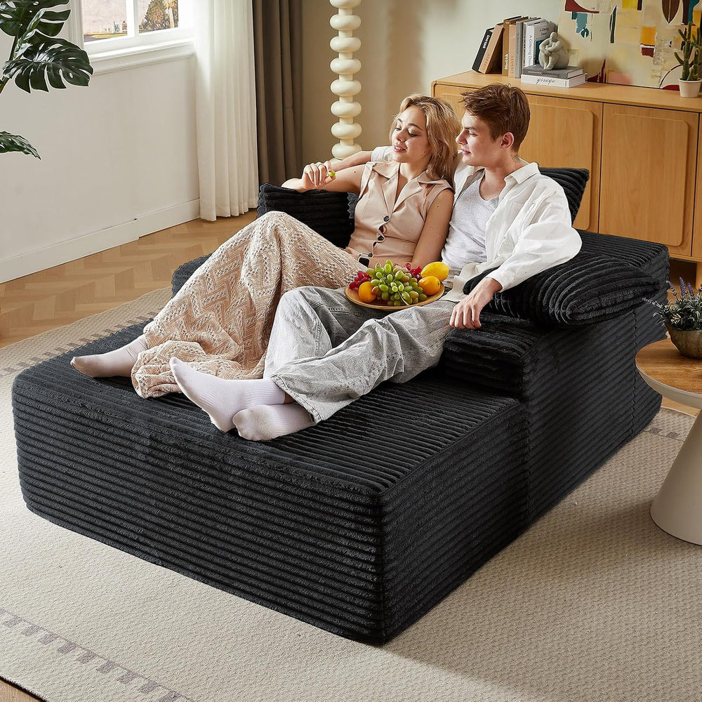 LUCKHAO 50" Oversized Chaise Lounge Chair Indoor,Corduroy Reading Chair ...