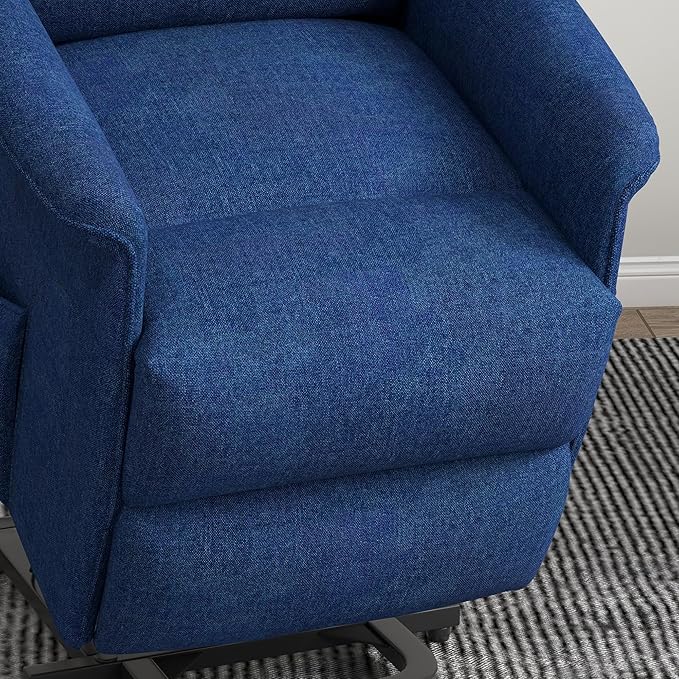 HOMCOM Power Lift Recliner Chair for Elderly, Easy Assembly, Fabric Lift Chair for Adults, Recliner Sofa with Remote Control, Side Pockets for Living Room, Dark Blue