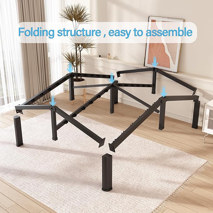 FUIOBYVV 6 Inch King Bed Frame with Round Corner Edge Legs 3500 lbs Metal Heavy Duty Steel Slats Support No Box Spring Needed Platform Noise Free Easy Assembly