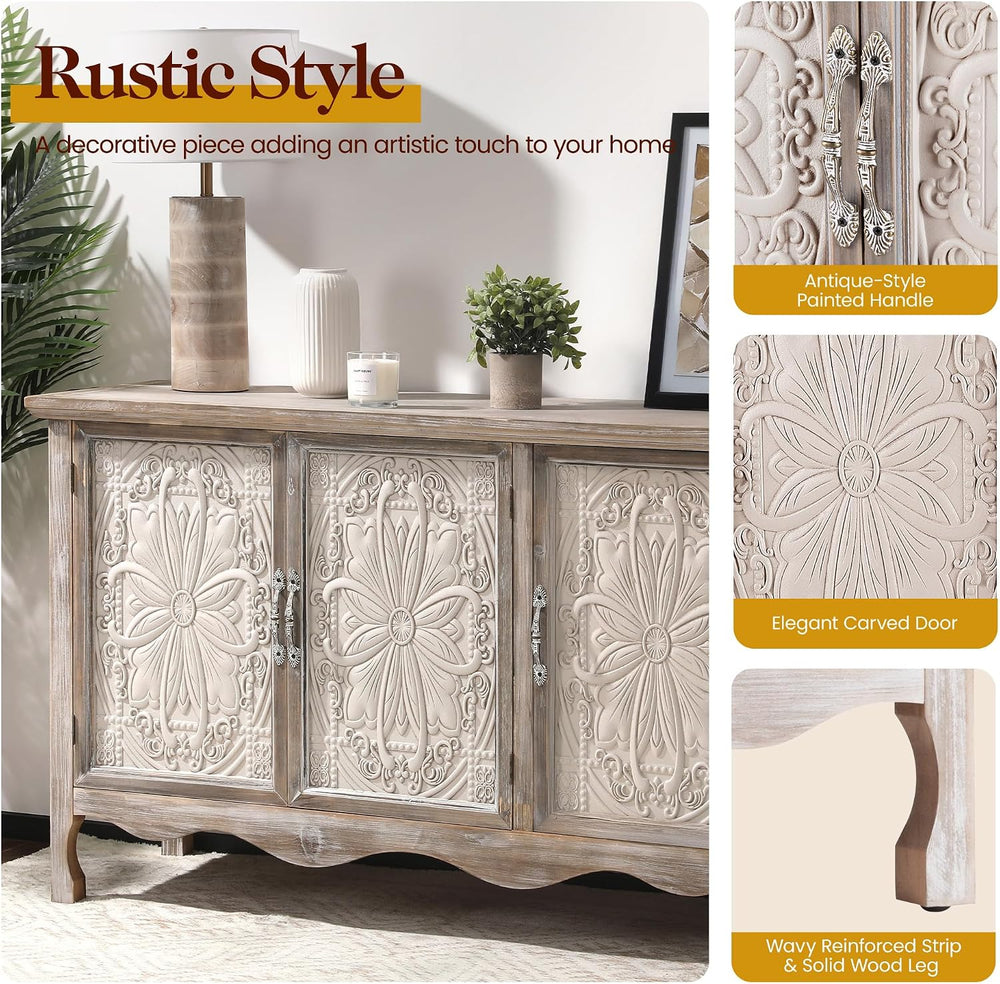 RoyalCraft Farmhouse Sideboard Buffet Cabinet with Storage, 49" Solid Wo...