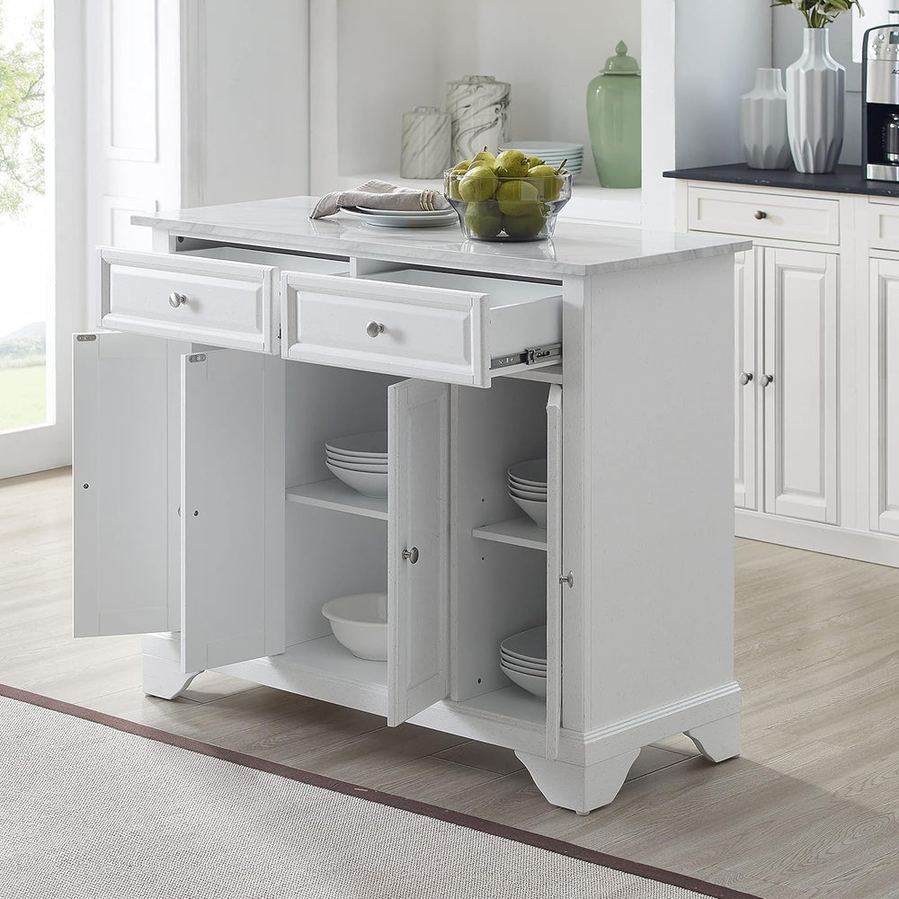 Crosley Furniture Avery Rolling Kitchen Island Storage Cart with Shelves, Mic...