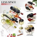 Gusto Nostro Countertop Wine Rack with Glass Holder for 8 Bottles & 4 Glasses - Tabletop Modern Small Wine Rack for Home Kitchen Cabinet Wine Cellar Storage - No Assembly Wine Bottle Holder (Gold)