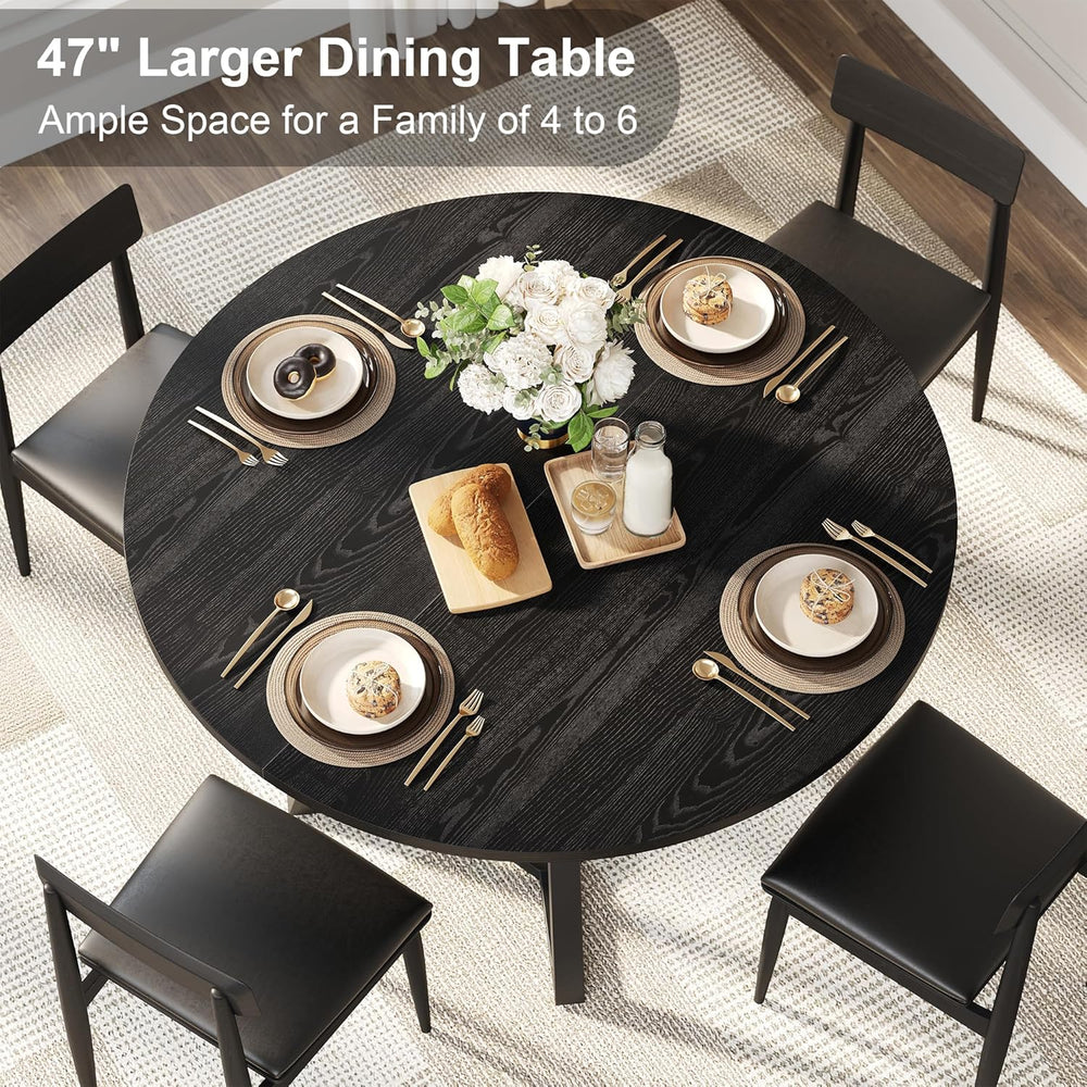 knoworld 47" Round Dining Table for 4, Kitchen Tables Dining Room Circle...