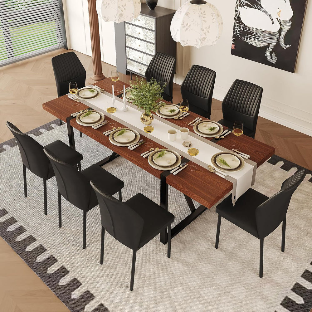 9 Piece Dining Table Set, 86.6'' Dining Table Set for 8,Wooden Table ...