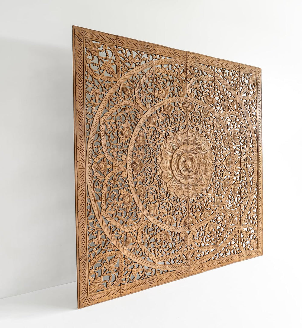 Large King Size Balinese Headboard Hand Crafted Panels Wall Mounted Art Hangi...
