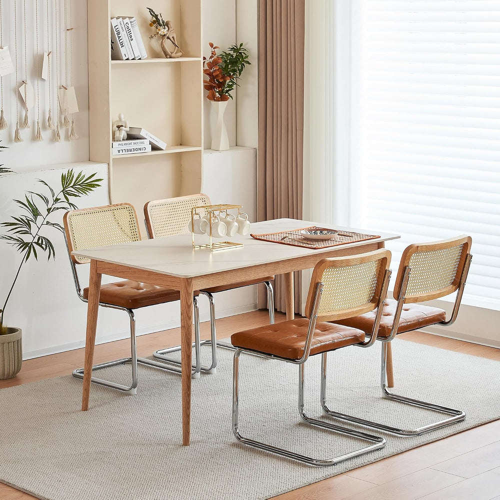 Cantilever Dining Chair, Single Modern Armless Chair with Chrome Steel Frame,...