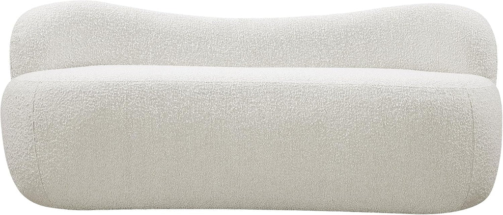 Meridian Furniture 119Cream Flair Collection Modern | Contemporary Boucle Fabric Upholstered Bench with Curved Back Design, Cream, 62" W x 23" D x 24" H