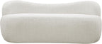 Meridian Furniture 119Cream Flair Collection Modern | Contemporary Boucle Fabric Upholstered Bench with Curved Back Design, Cream, 62" W x 23" D x 24" H