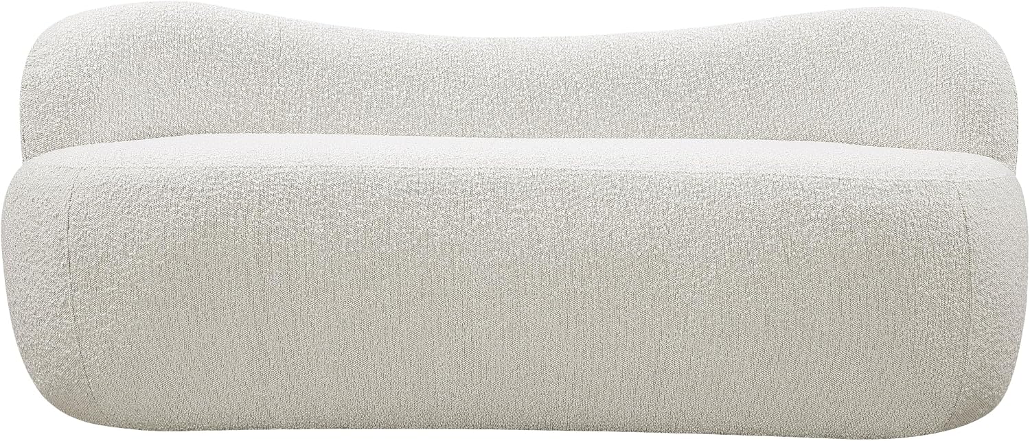 Meridian Furniture 119Cream Flair Collection Modern | Contemporary Boucle Fabric Upholstered Bench with Curved Back Design, Cream, 62" W x 23" D x 24" H