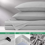 King Sheets by Pure Bamboo, Genuine 100% Organic Viscose Derived from Bamboo Bed Sheet Set, Luxuriously Soft & Cooling, Double Stitching, Lifetime Quality Promise (King, Silver Pearl)