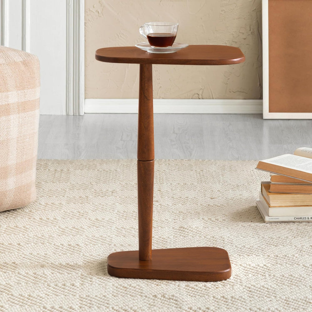 MH London Sammy C-Shaped Side Table - 22" High Solid Mango Wood End Tabl...