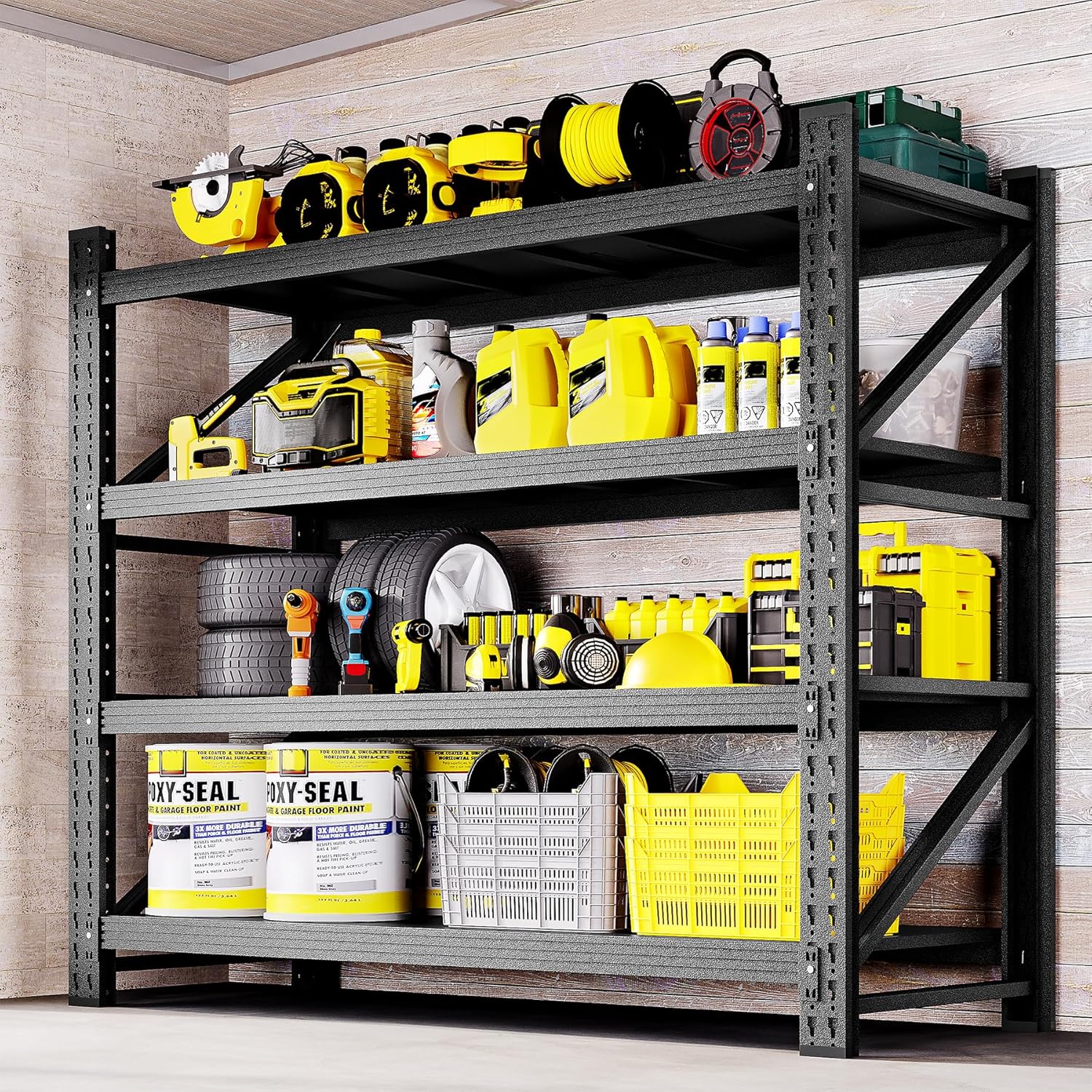 48" W Storage Shelves 3000lbs Garage Metal Shelving Heavy Duty Garage Shelves Adjustable Storage Shelves for Industrial, Factory,48" W X 24" D X 69" H