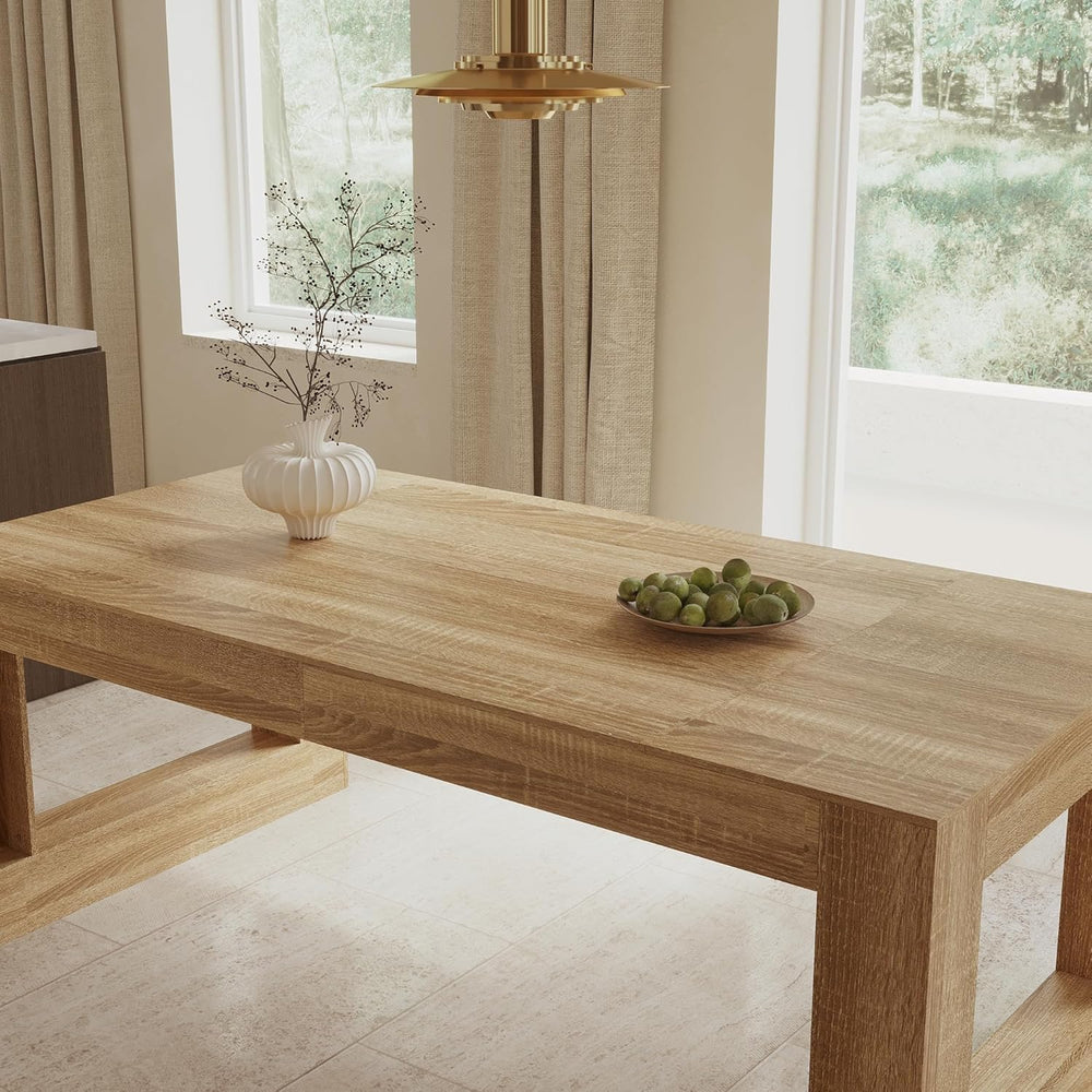 FUFU&GAGA Large Farmhouse Dining Table for 6-8 People, 78.7” Rectangular ...