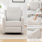 MINCETA Glider Recliner Chairs, Nursery Rocking Chairs, Gray | 360° Swivel Rocking Chairs with Metal Base, High Back Rocking Chair for Living Room, Chenille Fabric