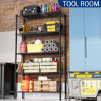 REGILLER 5-Wire Shelving Metal Storage Rack Adjustable Shelves,Standing Storage Shelf Units for Laundry Bathroom Kitchen Pantry Closet(Black,14.1" D x 36.1" W x 71.5" H)