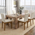 DAGONHIL Dining Chairs Set of 6, Modern Upholstered Fabric Dining Room Chairs, Armless Kitchen Chairs with Wood Legs and Padded Seat for Living Room, Bedroom, Kitchen (Beige)