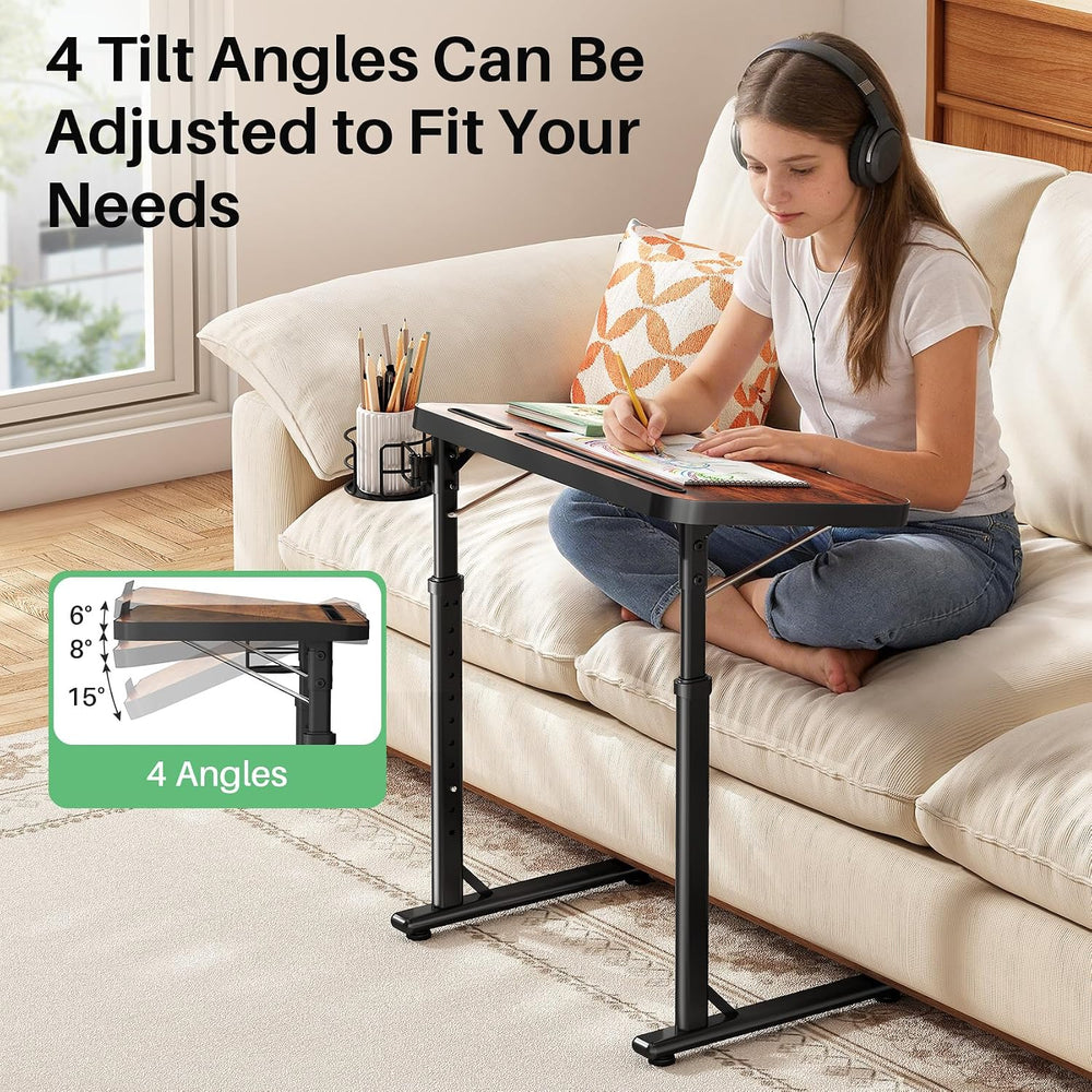 Kitstorack Large Adjustable TV Tray Table with Tilting Tabletop for Couch | D...