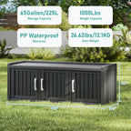 KAMABOKO Outdoor Shoe Storage Cabinet Waterproof UV-Resistant, Entryway Storage Bench Indoor Outdoor with 3 Barn Doors, Adjustable Shelves for Entryway, Bedroom, Hallway,Living Room(Black)