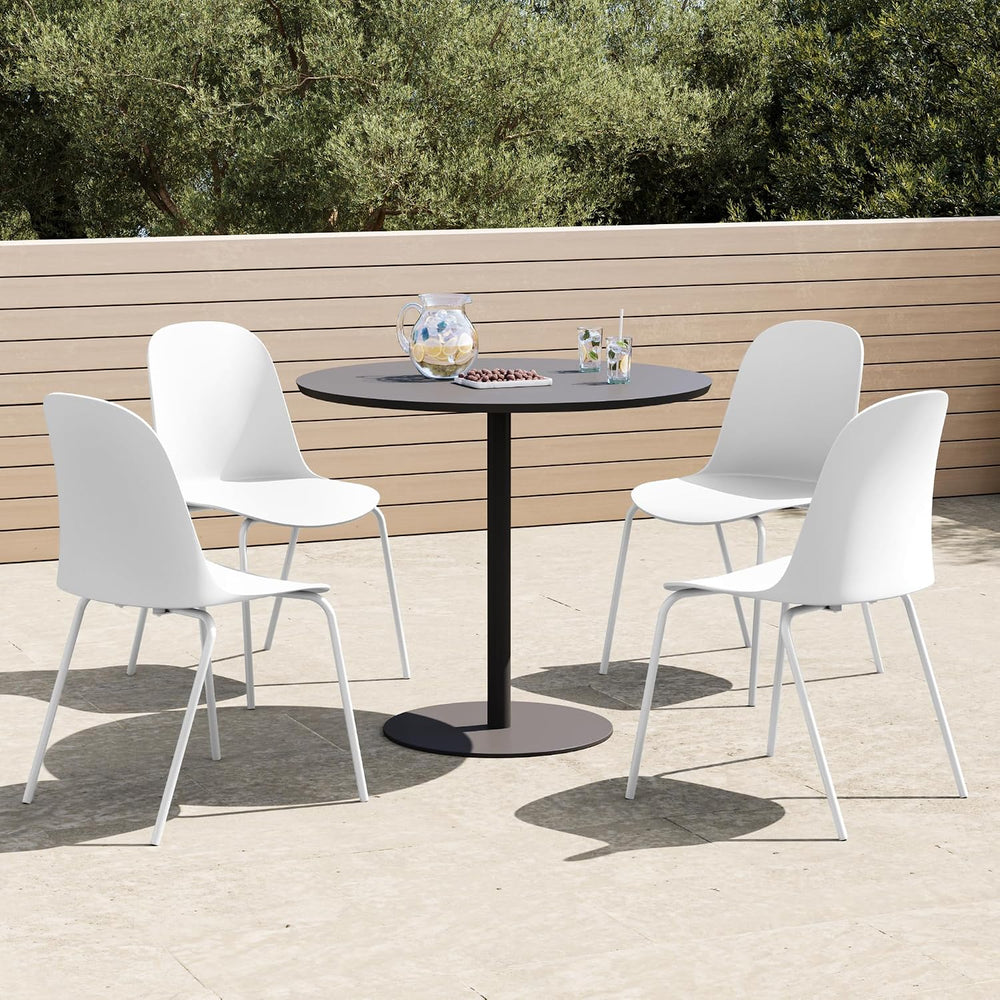 KISLOT Dining Chairs Set of 4, Plastic Outdoor Dining Room Chairs with Metal ...