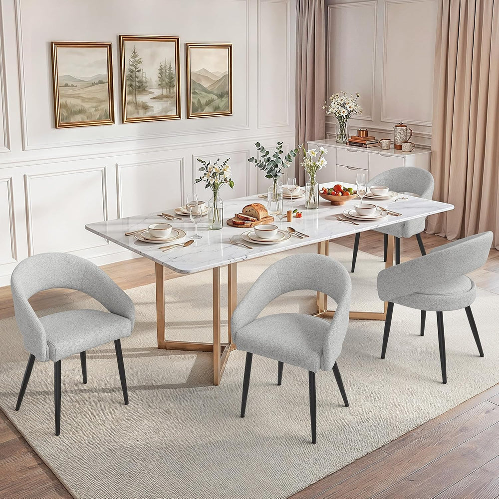 LUE BONA Modern Dining Chairs Set of 4, Light Grey