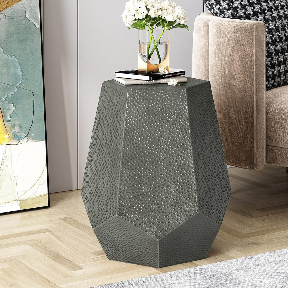 roomfitters Modern Hammered Iron Side Table, Metal End Table for Living Room,...