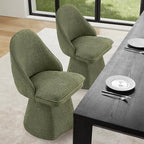 Swivel Dining Chairs Set of 1, Upholstered Mid Century Modern Deskchair with Round Back, Linen Fabric Kitchen Chairs for Dining Room, Bedroom, Dressing Room, Green