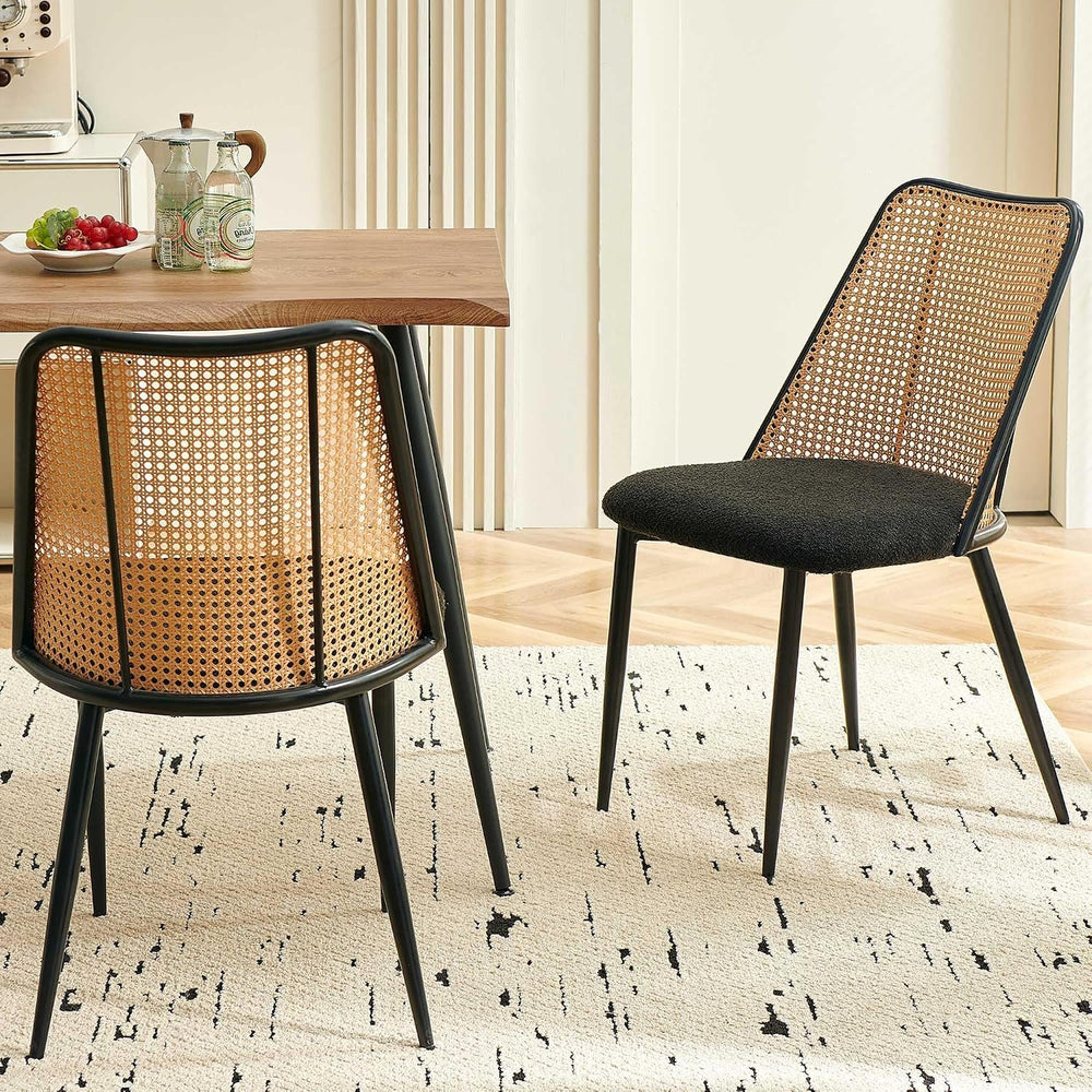 NORDICANA Rattan Dining Chairs Set of 2, Mid Century Kitchen Dining Room Side...