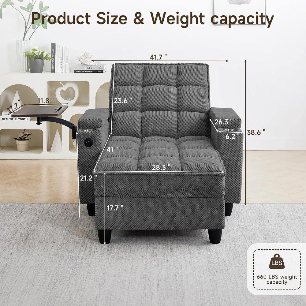 41.7" Oversized Chaise Lounge Chair Indoor, 3-in-1 Convertible Sleeper L...