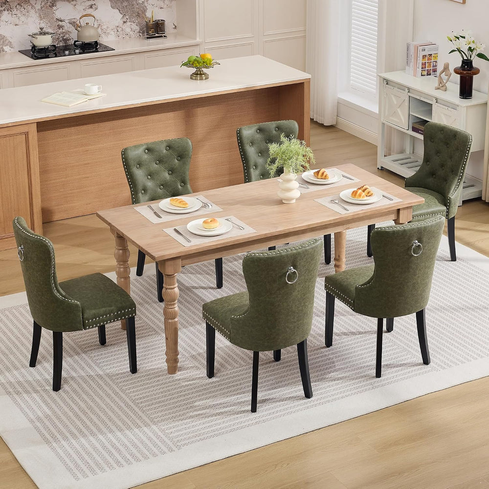 adochr PU Leather Dining Chairs Set of 2, Upholstered Kitchen Chairs,Green | ...