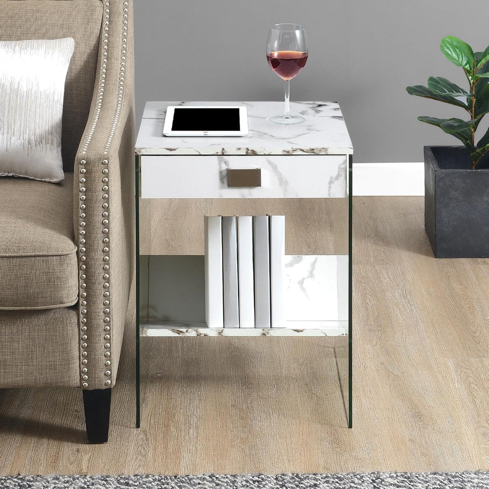 Convenience Concepts SoHo 1 Drawer Glass End Table 18" - 2 Tier Modern, ...
