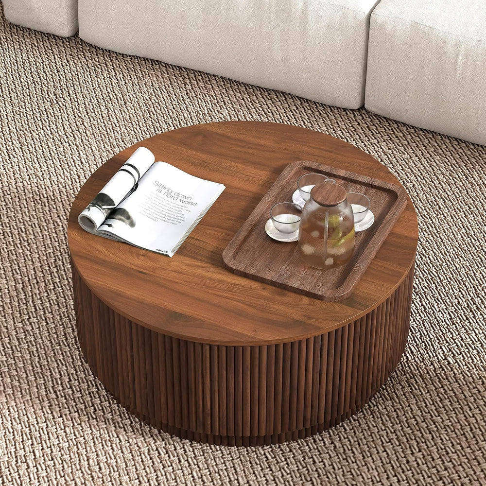 31.5" Round Coffee Table with Storage, Mid Century Modern Coffee Tables ...