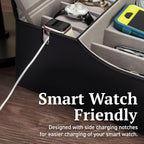 Mens Valet Box Organizer, Large Leather Valet Tray for Men, Mens Valet Tray Organizer with Charging Station, Mens Jewelry Box Organizer for EDC Valet Mens Accessories, Nightstand Bedside Dresser Top