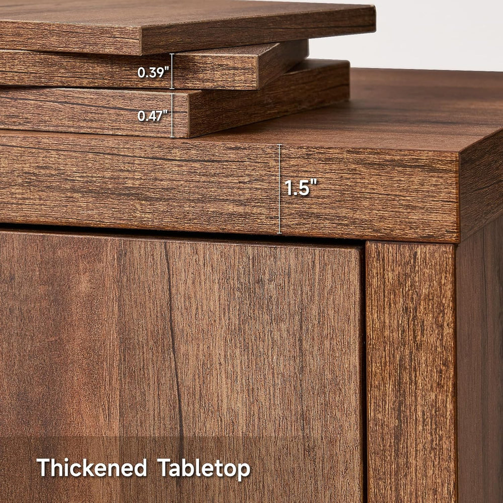 63" Sideboard Buffet Cabinet, Wooden Kitchen Coffee Bar, Brown