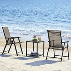 Yaheetech Outdoor Patio Chairs Set of 4, Portable Dining Chairs with Armrests for Camping, Lawn Yard Beach, Folding Outdoor Chairs 4-Pack with Metal Frame, Brown