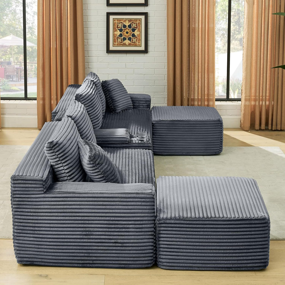 ERYE 127" U-Shaped Cloud Sectional Couch Oversized Modular Compressed Se...