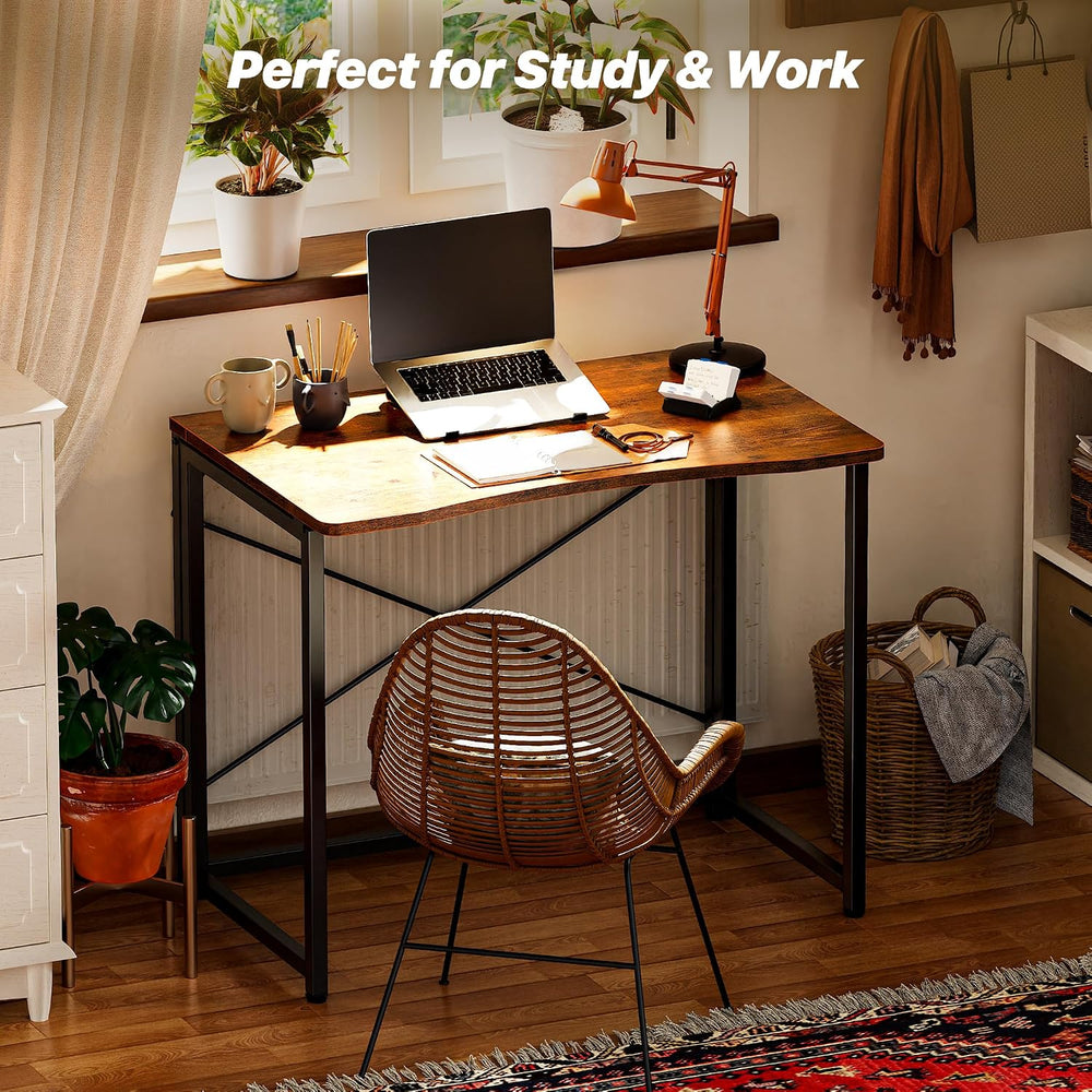 Huuger Folding Desk for Small Spaces, 31.5 Inch Foldable Computer Table | Eas...